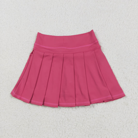 GLK0079 Pure Rose Red Yoga Pleated Skirts Girls Boutique Outfit 202506 RTS