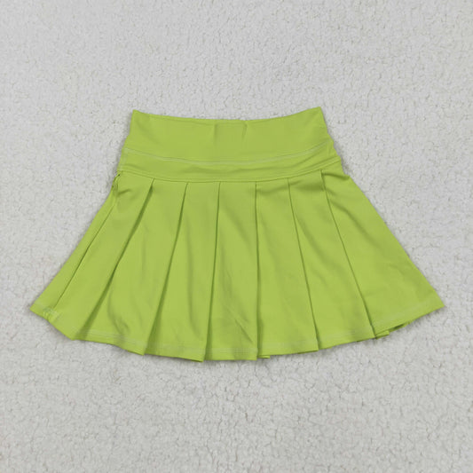 GLK0081 Pure Yellow Green Yoga Pleated Skirts for Girls 202505 RTS