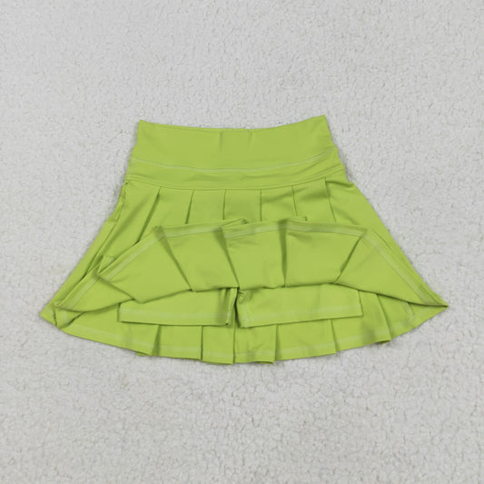 GLK0081 Pure Yellow Green Yoga Pleated Skirts for Girls 202505 RTS