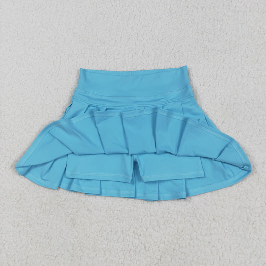 GLK0082 Pure Sky Blue Yoga Pleated Skirts for Girls 202505 RTS