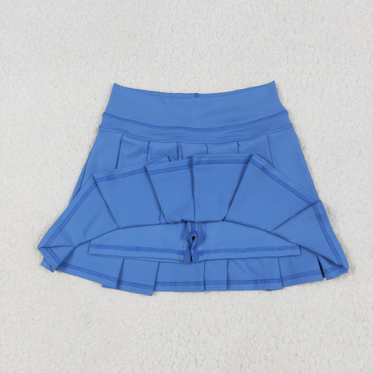 GLK0084 Pure Blue Yoga Pleated Skirts for Girls 202506 RTS