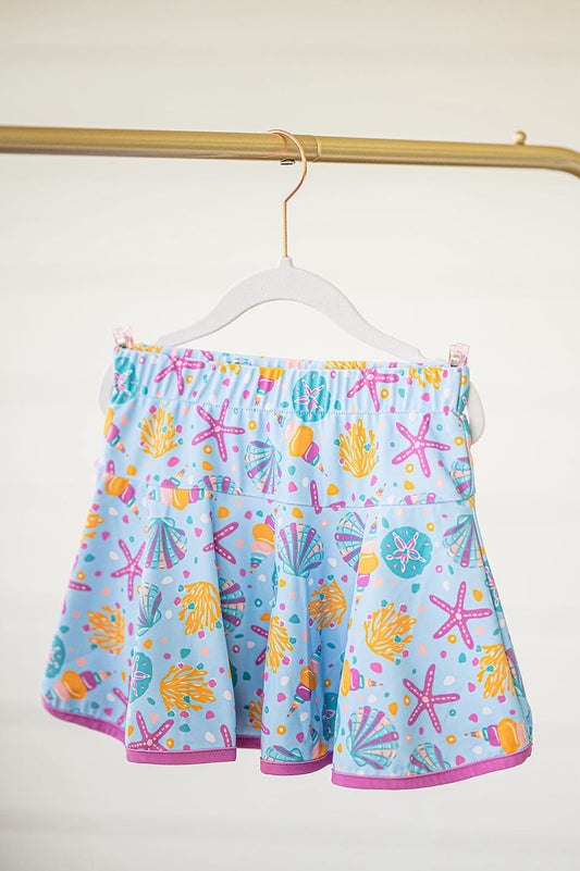 preorder GLK0096 Girls Boutique Starfish Shell Seaweed Blue Pink Skirts 202505