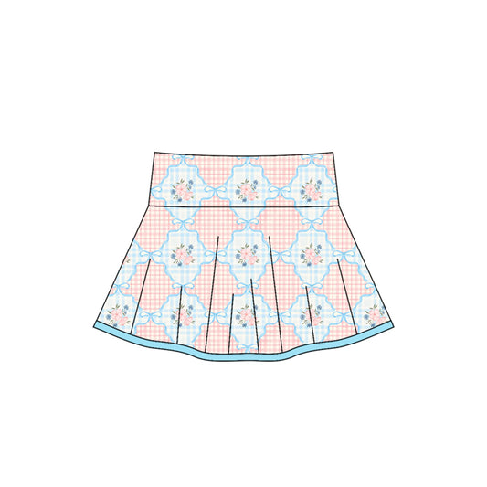 preorder GLK0101 Girls Boutique Orange Pink Plaid Flower Yoga Skirts 202505