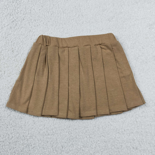 GLK0107 Girls Boutique Pure Cotton Brown Pleated Skirts 202606 RTS
