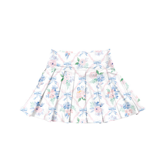 preorder GLK0113 Girls Boutique Flower Pink Blue Yoga Pleated Skirts 202506