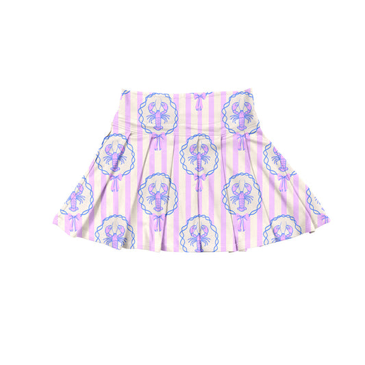 preorder GLK0114 Girls Boutique Crayfish Purple Stripe Yoga Pleated Skirts 202506