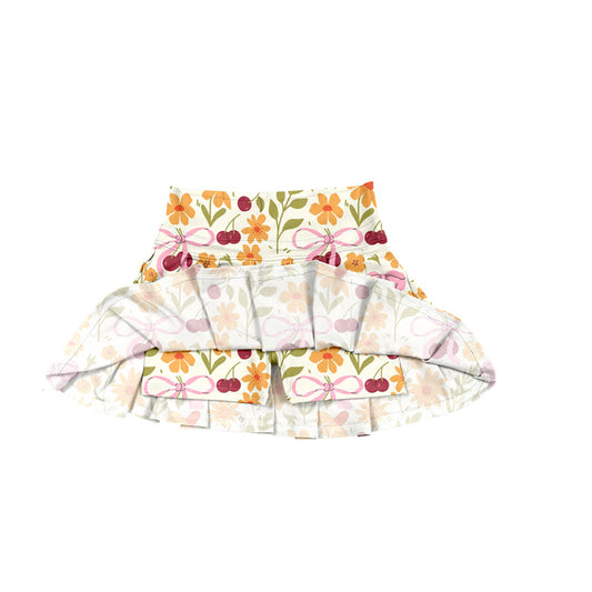 preorder GLK0115 Girls Boutique Flower Leaf Cheery Orange Yoga Pleated Skirts 202506