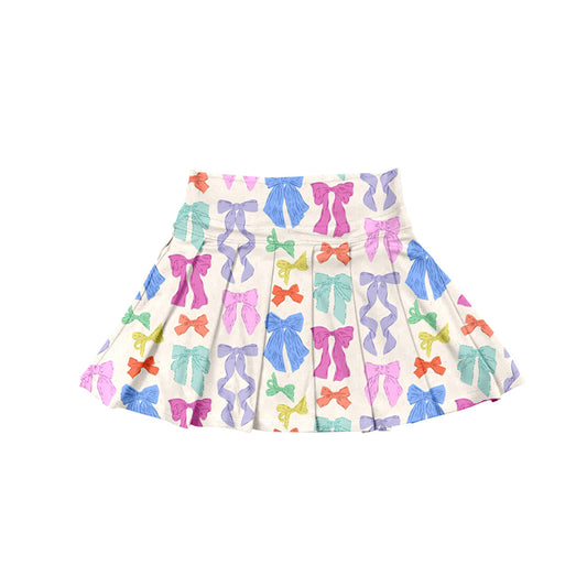 preorder GLK0118 Girls Boutique Colored Bows White Yoga Pleated Skirts 202506