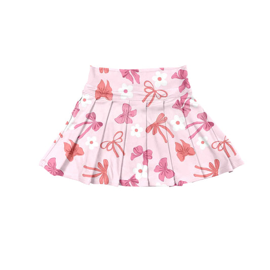 preorder GLK0120 Girls Boutique Pink Bows Flower Yoga Pleated Skirts 202506