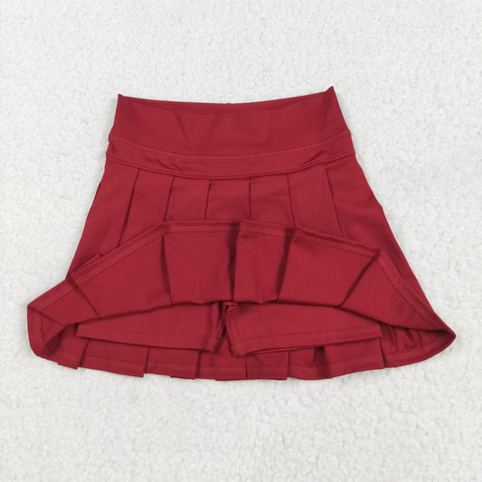 GLK0124 Girls Boutique Dark Red Yoga Pleated Skirts 202507 RTS