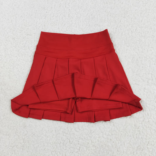 GLK0125 Girls Boutique Red Yoga Pleated Skirts 202508 RTS