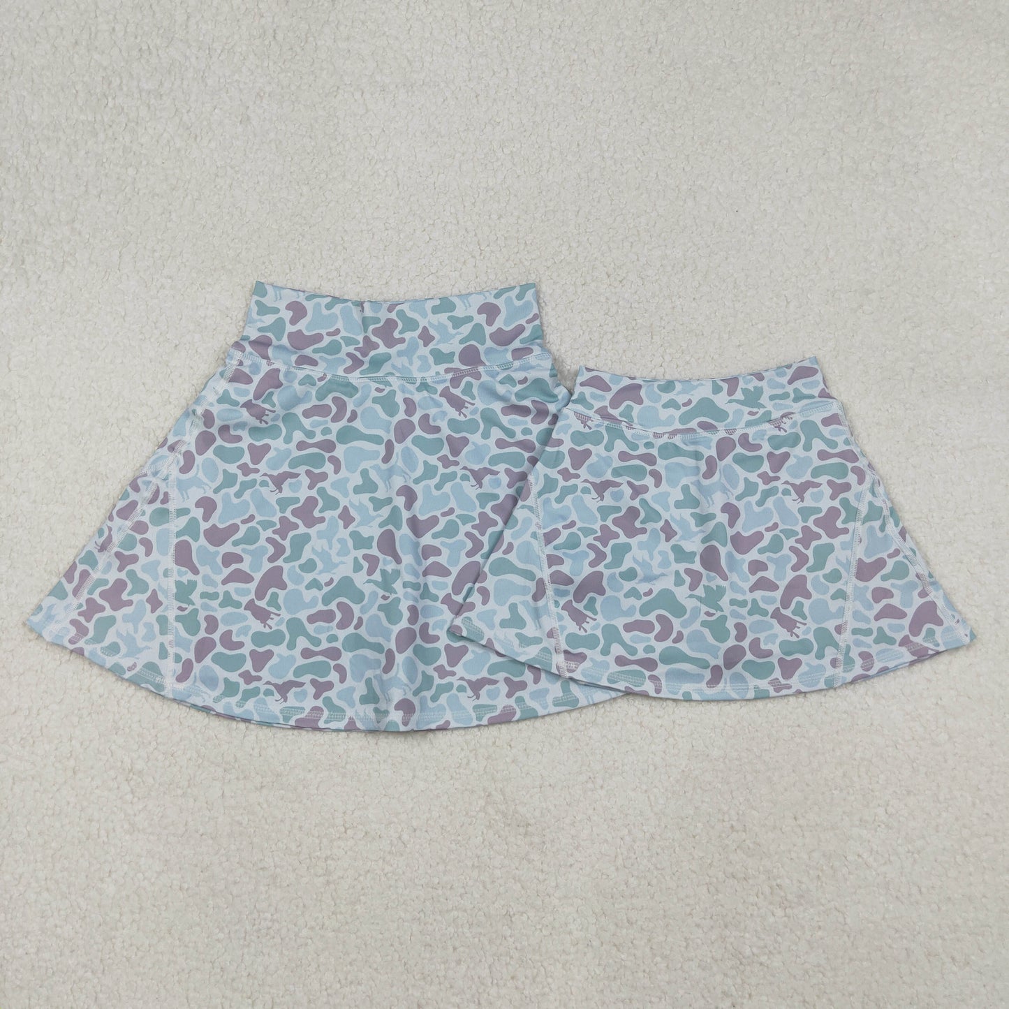 GLK0132 Adult Women Boutique Puppy Duck Light Green Camouflage Yoga Skirts 202509 RTS