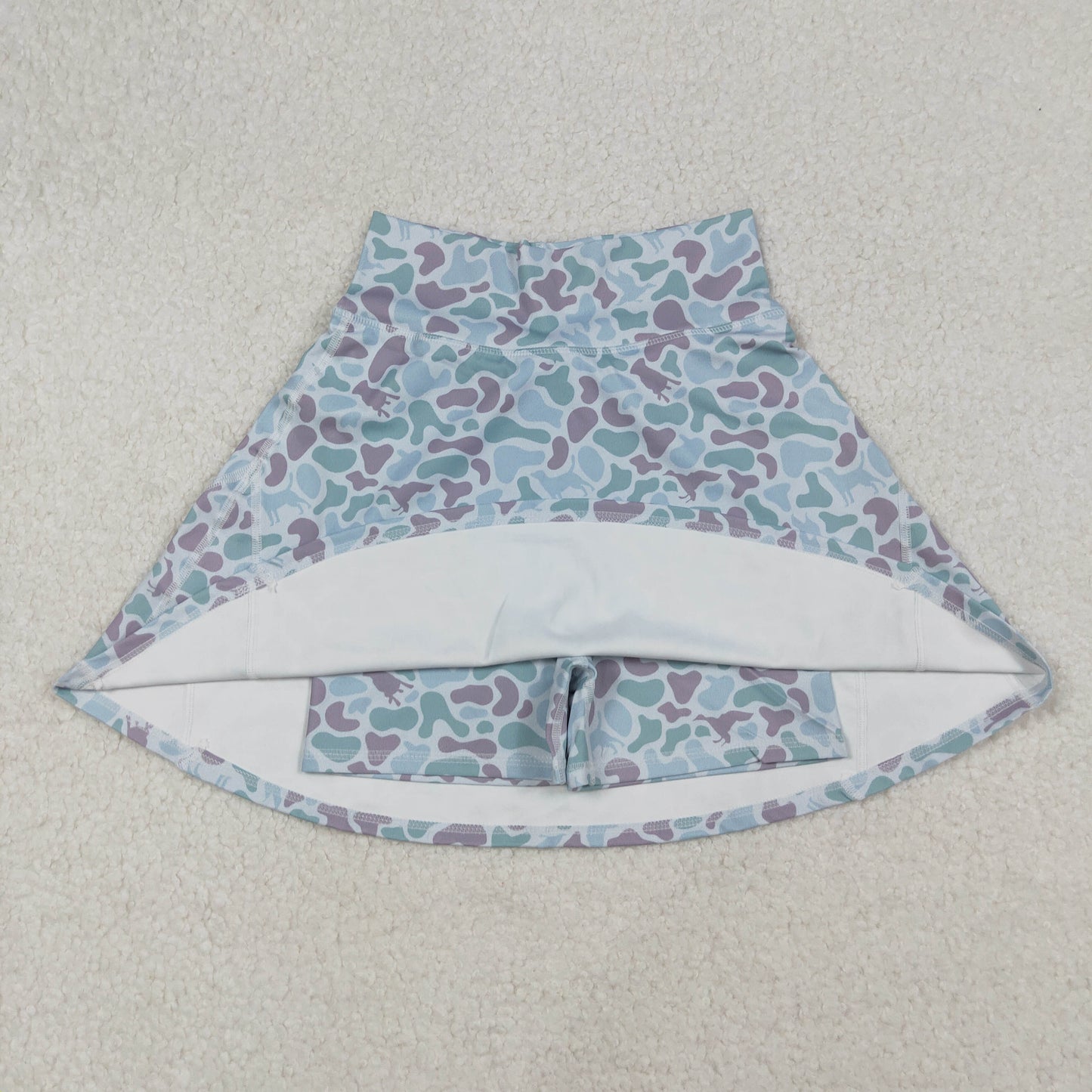 GLK0132 Adult Women Boutique Puppy Duck Light Green Camouflage Yoga Skirts 202509 RTS