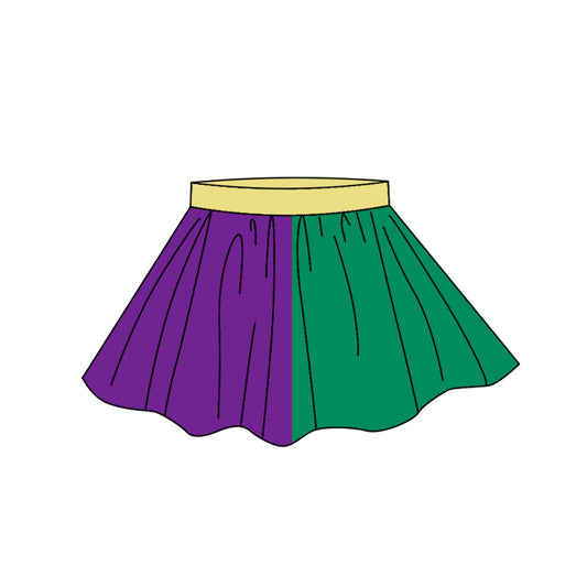 MOQ 5 preorder GLK0148 Mardi Gras Purple Green Yellow Patchwork Skirts 202510