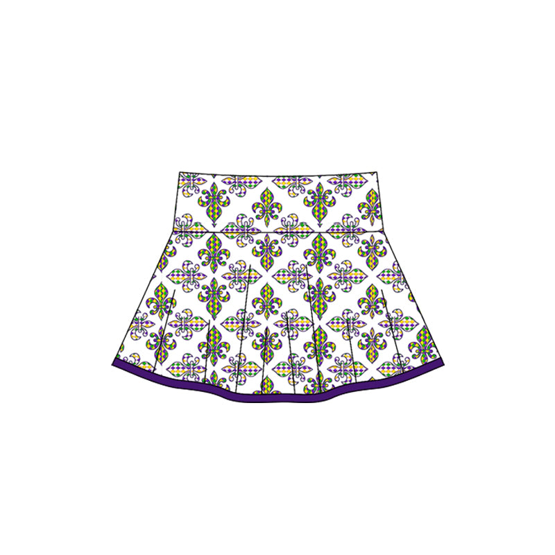 MOQ 5 preorder GLK0157 Mardi Gras Girls Yoga Skirts 202510