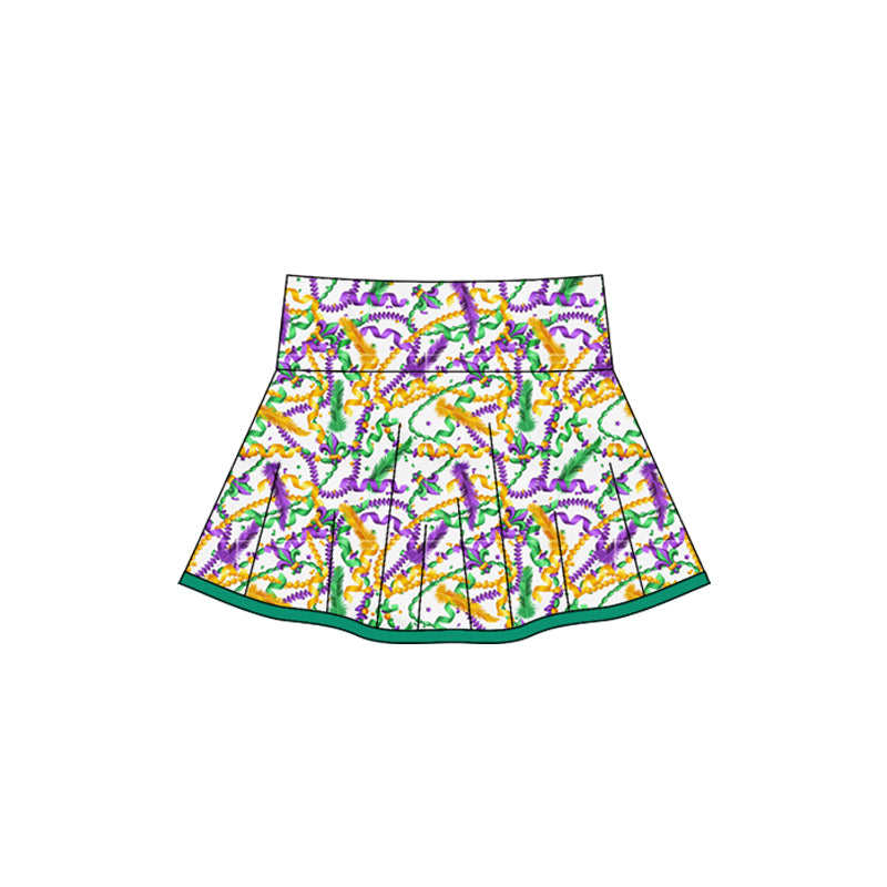 MOQ 5 preorder GLK0166 Mardi Gras Girls Yoga Skirts 202510