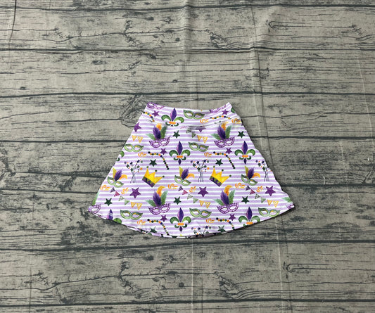 MOQ 5 preorder GLK0167 Mardi Gras Purple Stripe Mask Girls Yoga Skirts 202511
