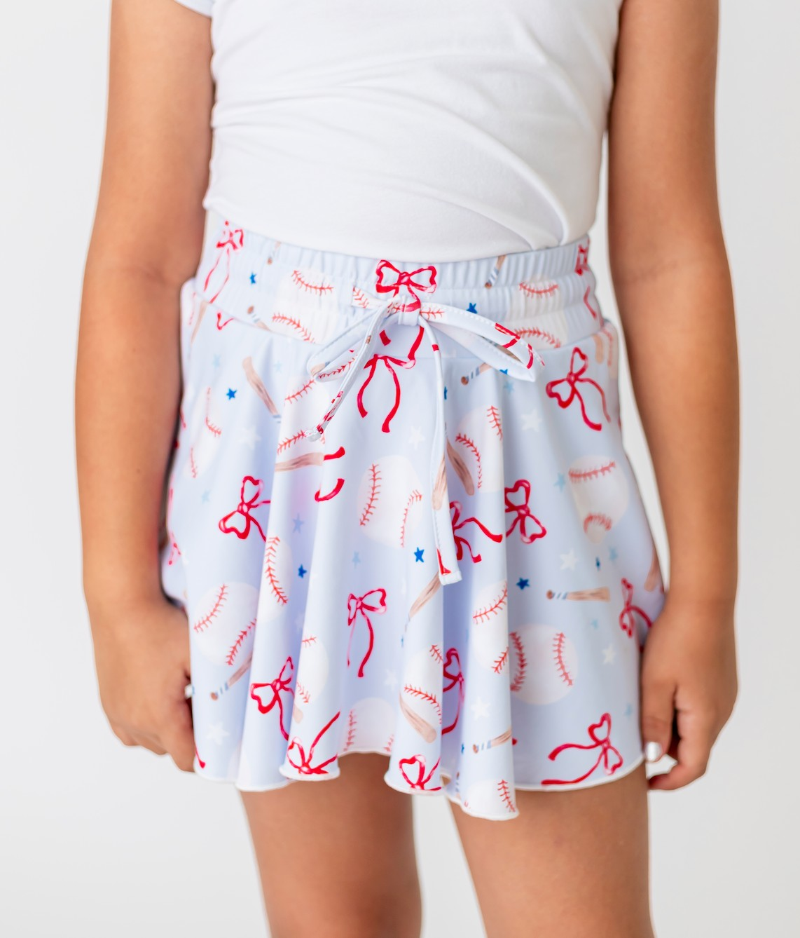 GLK0169 Baseball Bows Light Blue Girls Yoga Skirts 202512 RTS