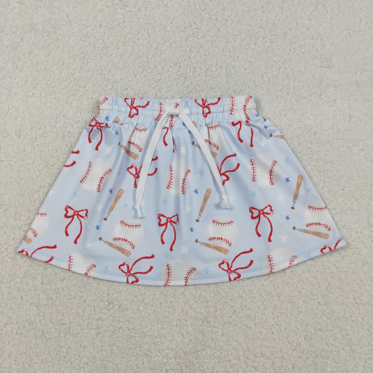 GLK0169 Baseball Bows Light Blue Girls Yoga Skirts 202512 RTS