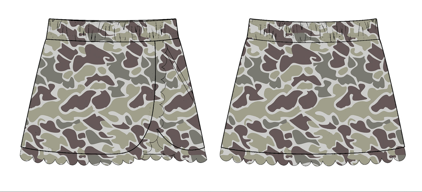 MOQ 5 preorder GLK0171 Gray Green Camouflage Girls Yoga Skirts 202510