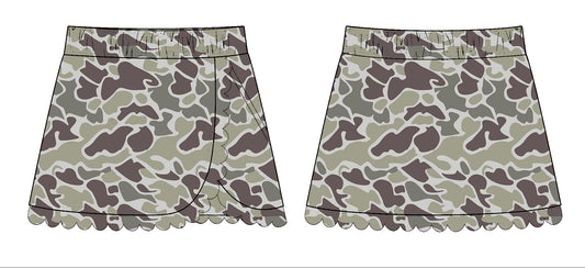 MOQ 5 preorder GLK0171 Gray Green Camouflage Girls Yoga Skirts 202510