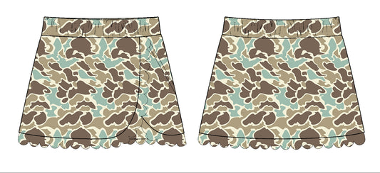 MOQ 5 preorder GLK0174 Light Green Brown Camouflage Girls Yoga Skirts 202510