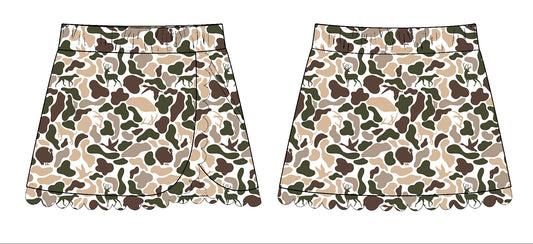 MOQ 5 preorder GLK0176 Deer Hunting Beige Green Camouflage Girls Yoga Skirts 202510