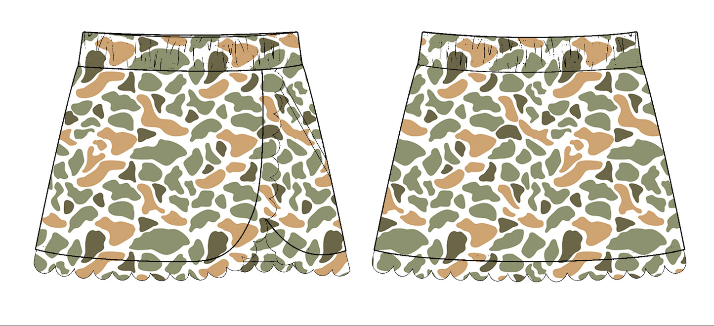 MOQ 5 preorder GLK0177 Orange Green Camouflage Girls Yoga Skirts 202510