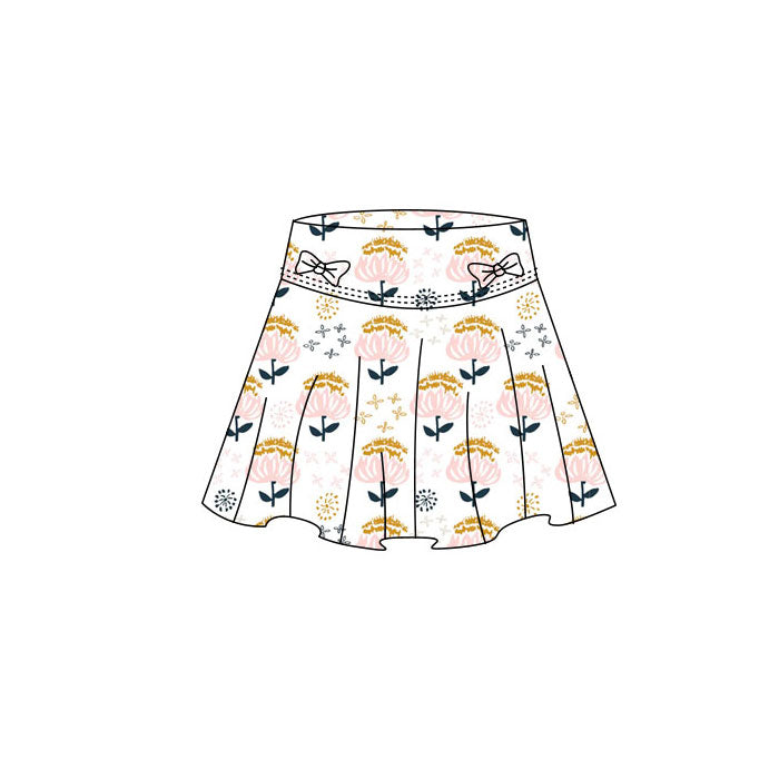 MOQ 5 preorder GLK0181 Pink Flower White Girls Yoga Skirts 202511
