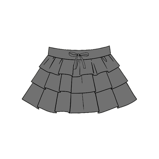 MOQ 5 PCS preorder GLK0202 Solid Gray Ruffle Girls Yoga Skirts 202511