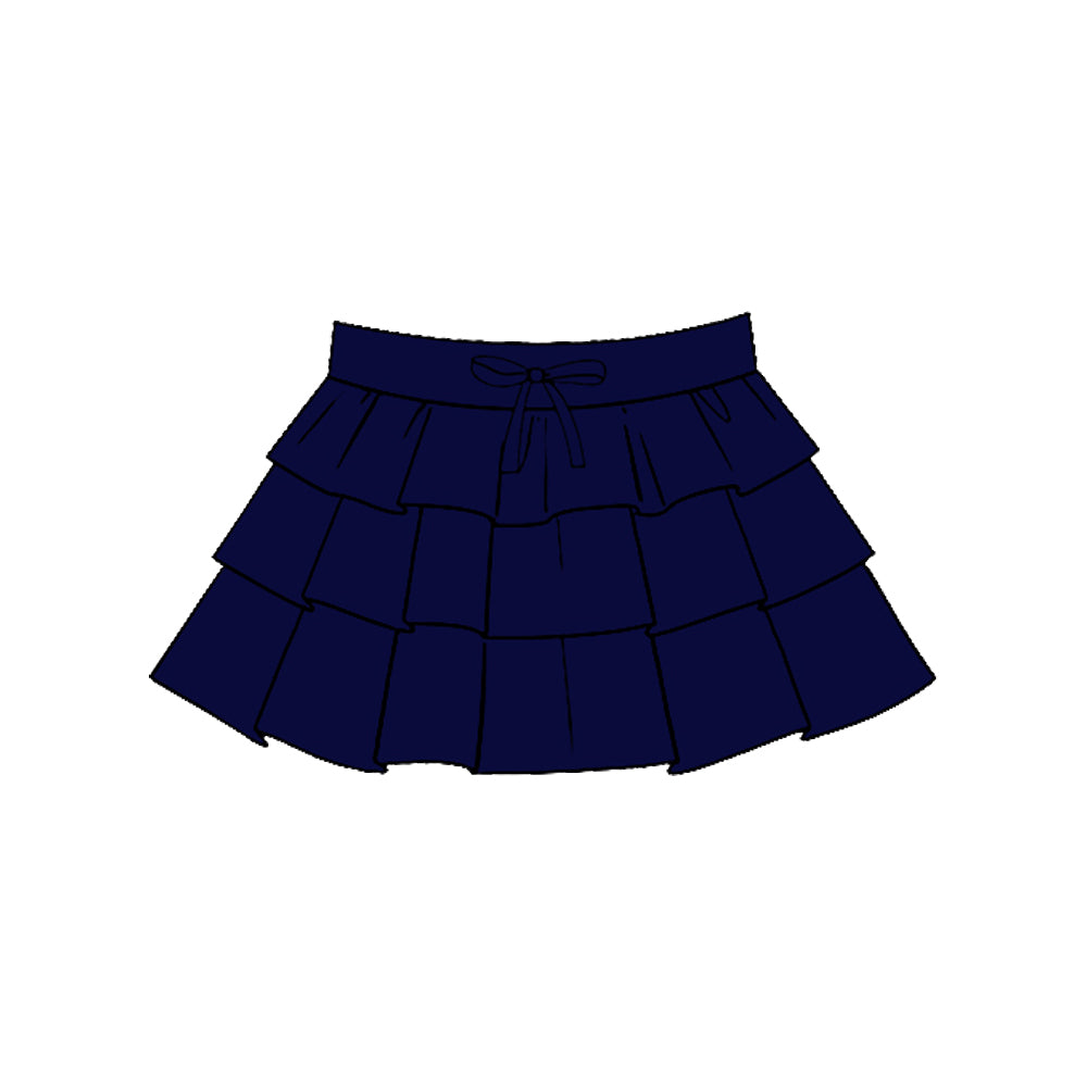 MOQ 5 PCS preorder GLK0206 Solid Navy Ruffle Girls Yoga Skirts 202511