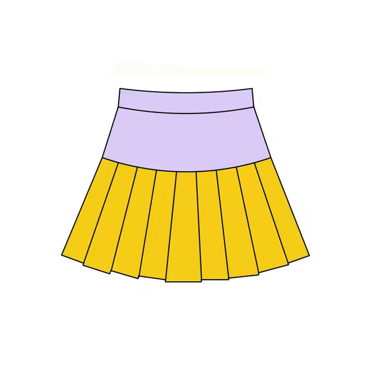 MOQ 5 preorder GLK0210 Mardi Gras Light Purple Yellow Girls Yoga Pleated Skirts 202511
