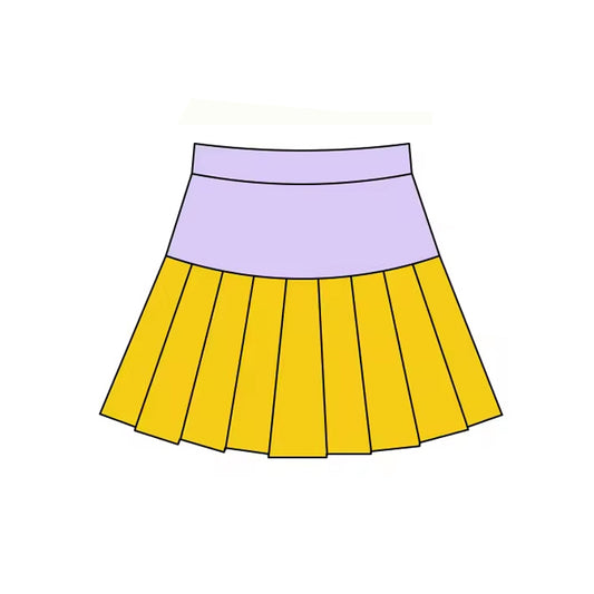 MOQ 5 preorder GLK0210 Mardi Gras Light Purple Yellow Girls Yoga Pleated Skirts 202511