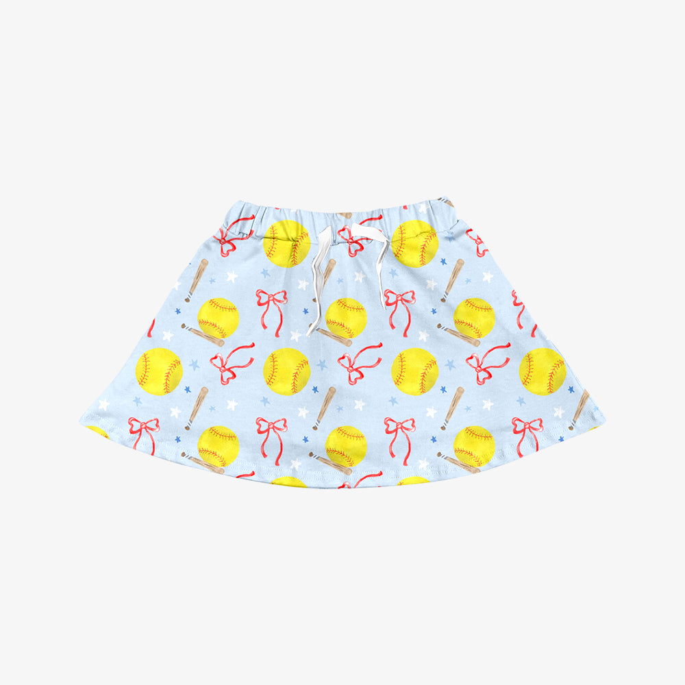 MOQ 5 PCS preorder GLK0221 Baseball Bows Star Light Blue Girls Yoga Skirts 202512