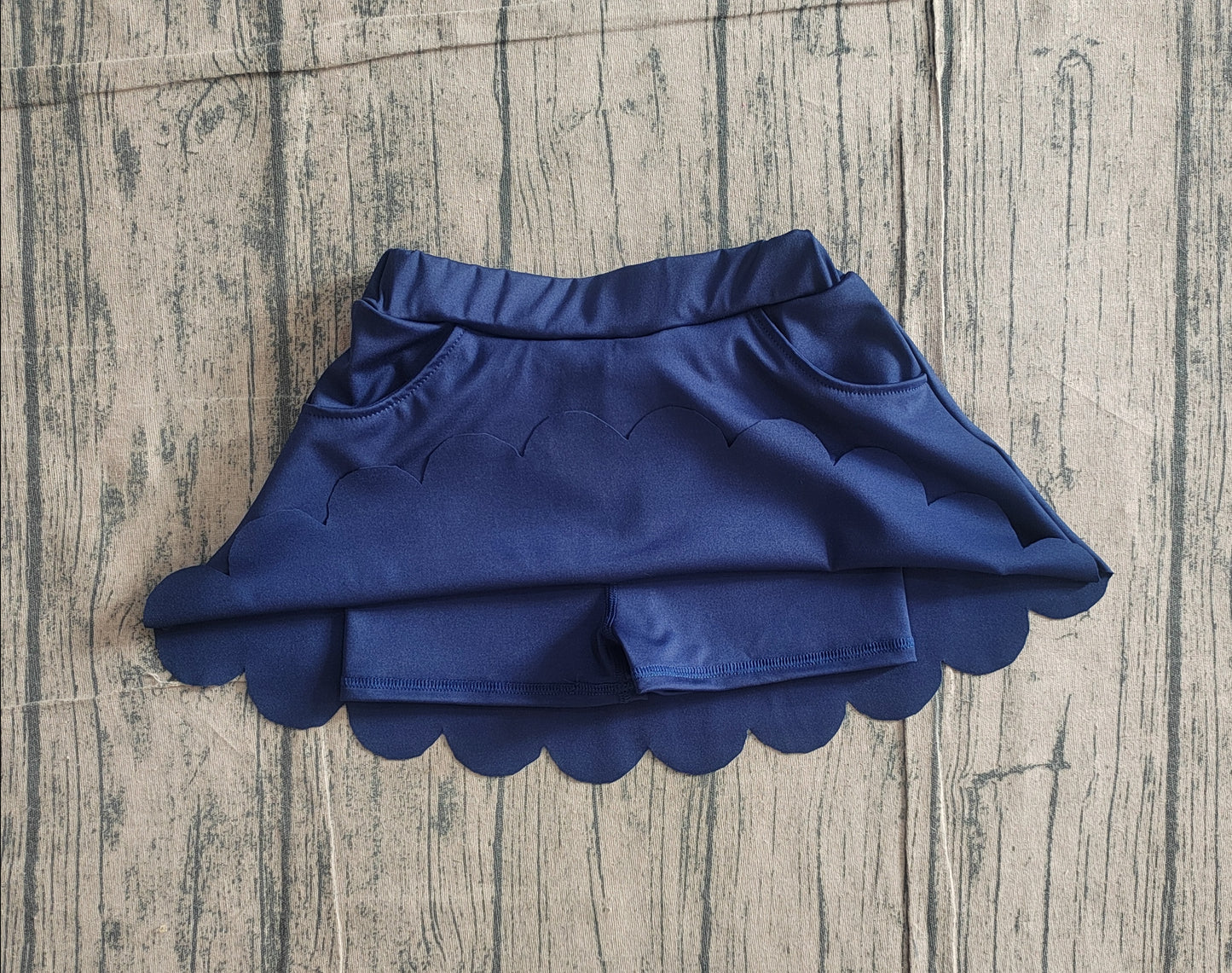 NO MOQ preorder GLK0236 Solid Navy Ruffle Girls Yoga Skirts with Pocket 202602