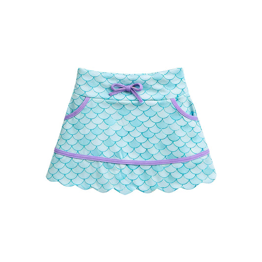 MOQ 5 PCS preorder GLK0240 Fish Scale Pattern Ruffle Shorts Skirts for Girls 202601