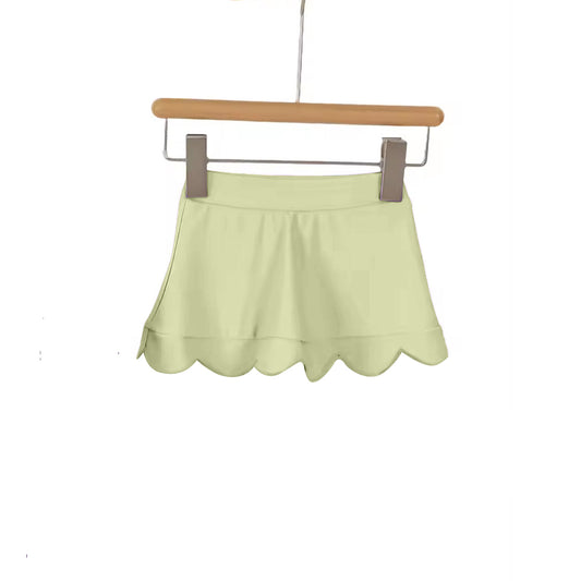 MOQ 5 PCS preorder GLK0266 Solid Light Green Ruffle Shorts Skirts for Girls 202602