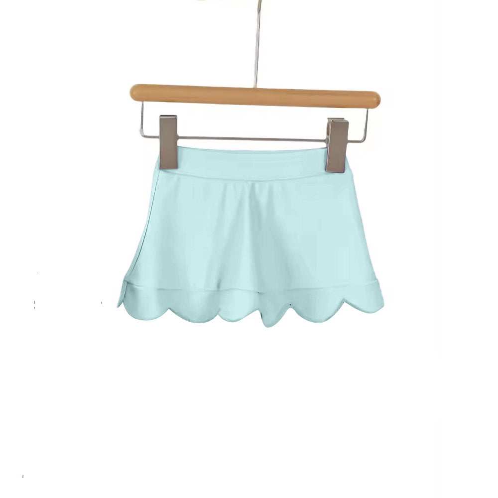 MOQ 5 PCS preorder GLK0267 Solid Light Blue Ruffle Shorts Skirts for Girls 202602