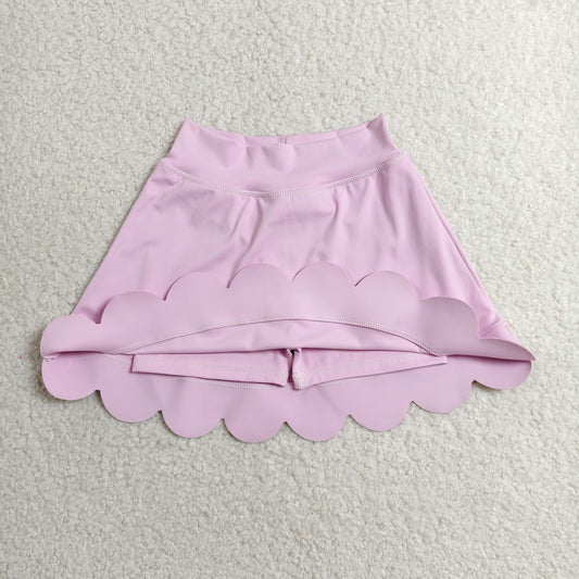 GLK0268 Solid Pink Ruffle Shorts Skirts for Girls 202606 RTS