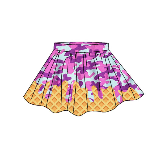 MOQ 5 PCS preorder GLK0275 Waffle Rose Purple Camouflage Drip Skirts Girls Yoga Skirts 202604