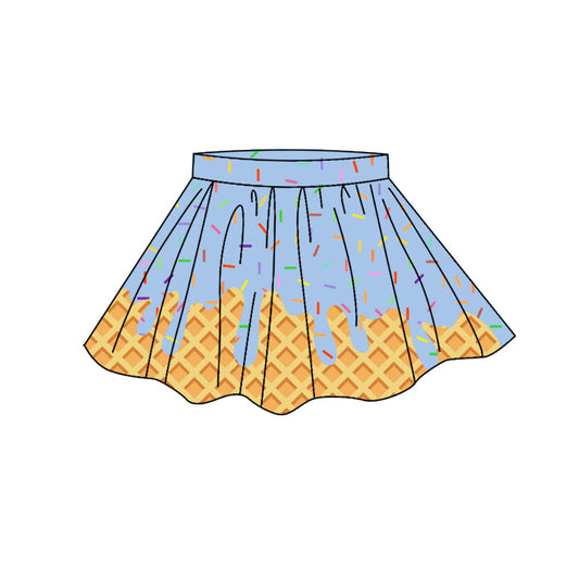 MOQ 5 PCS preorder GLK0282 Waffle Colored Drip Ice Cream Light Blue Skirts Girls Yoga Skirts 202604