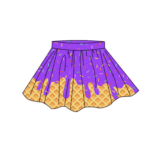 MOQ 5 PCS preorder GLK0287 Waffle Colored Drip Ice Cream Purple Skirts Girls Yoga Skirts 202604
