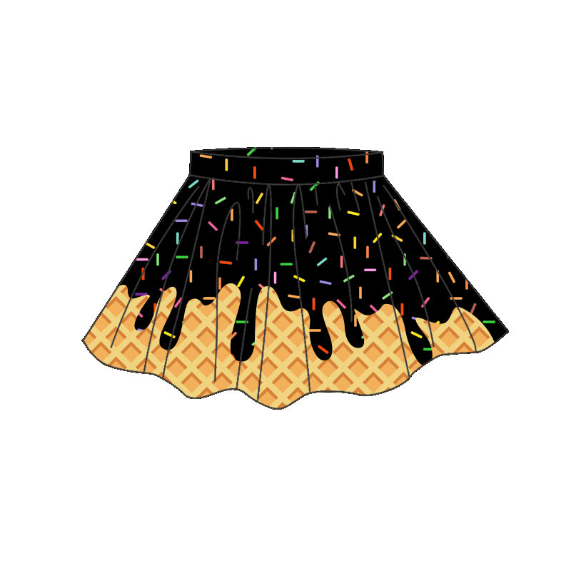 MOQ 5 PCS preorder GLK0288 Waffle Colored Drip Ice Cream Black Skirts Girls Yoga Skirts 202604