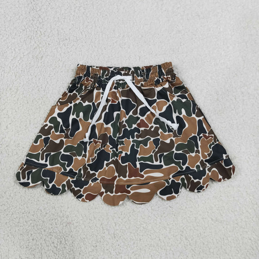 GLK0300 Green Brown Camouflage Scalloped Skirts Girls Skirts 202607 RTS