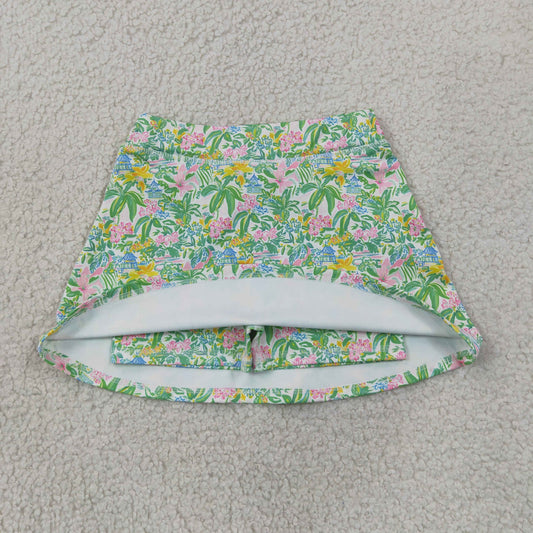 GLK0311 Trees Print Green Skirts Girls Yoga Skirts 202607 RTS