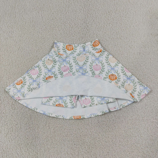 GLK0317 Pumpkin Bows Leaf Print Skirts Girls Yoga Skirts 202607 RTS