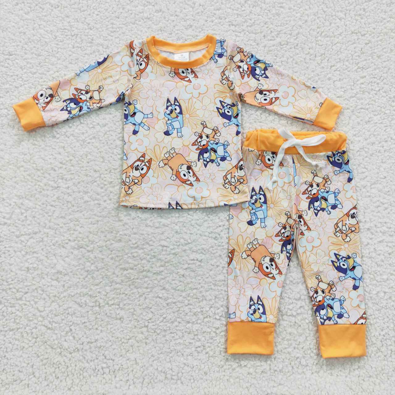 GLP0467 Yellow Cartoon bluey long sleeve top pants Girls boutique outfit 202501