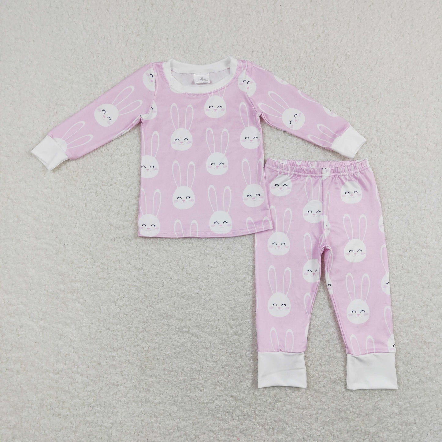 GLP1156 Easter Bunny Pink White Long Sleeve Pants Boys Pajamas Outfits RTS 202507