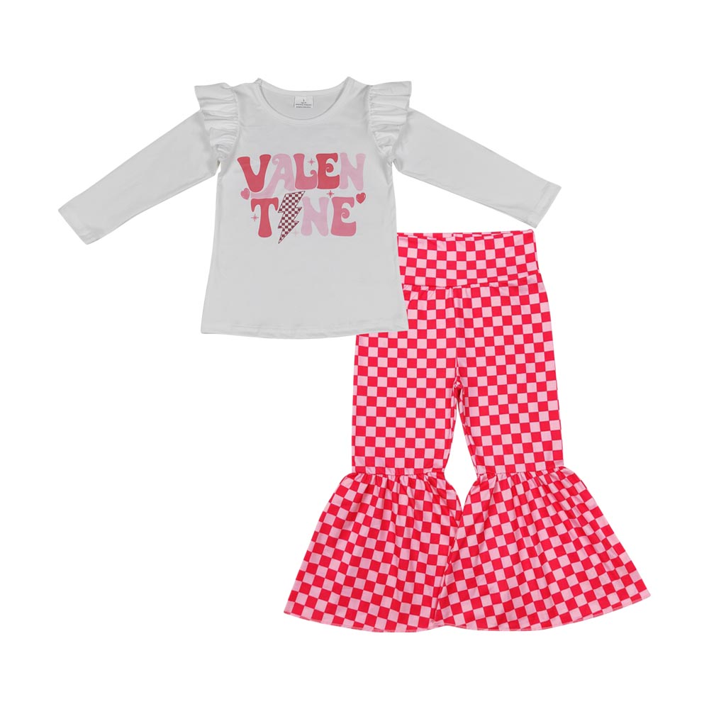 GLP1163 Pink Valentine Love 2Pcs Girls Long Sleeve Pants Outfits