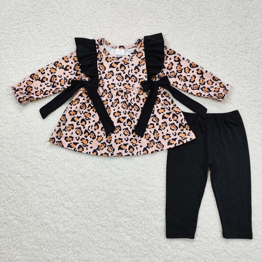 GLP1238 NO MOQ Leopard print black bow long sleeve pant suit western clothes